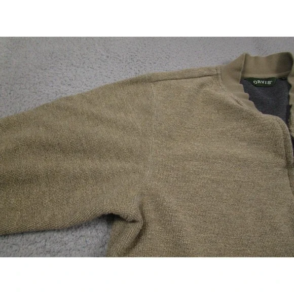 Orvis Jacket Mens Medium Brown Full Zip Pockets Cotton Blend - Picture 3 of 9